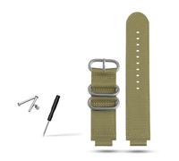 NBCNZCTSAS Bracelet de montre en Nylon for homme, anneau métallique convexe, adapté au TIMEX T2N721 T2N720 TW2T76500 TW2T76300, bracelet de montre en toile respirante, 24x16mm(Green-silver)
