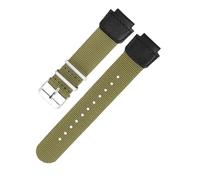 NBCNZCTSAS Bracelet de montre en nylon for hommes, 18mm, adapté for Casio AQ-S810W S800W W-735H SGW-300/400 AE-1000W 1200, en Silicone noir, Bracelet en caoutchouc(A Nylon green-steel)