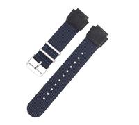 NBCNZCTSAS Bracelet de montre en nylon for hommes, 18mm, adapté for Casio AQ-S810W S800W W-735H SGW-300/400 AE-1000W 1200, en Silicone noir, Bracelet en caoutchouc(A Nylon blue-steel)