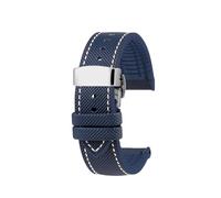 NBCNZCTSAS Bracelet de montre en toile et Nylon et caoutchouc for hommes, adapté for citoyens Blue Angel, série AT8020-54L/8020-03L/JY8078, 22mm 23mm(C-Blue white-S)