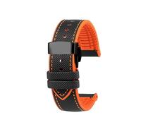 NBCNZCTSAS Bracelet de montre en toile et Nylon et caoutchouc for hommes, adapté for citoyens Blue Angel, série AT8020-54L/8020-03L/JY8078, 22mm 23mm(C-Black orange-B,22mm)