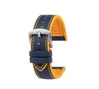 NBCNZCTSAS Bracelet de montre en toile et Nylon et caoutchouc for hommes, adapté for citoyens Blue Angel, série AT8020-54L/8020-03L/JY8078, 22mm 23mm(C-Blue yellow-S pin)