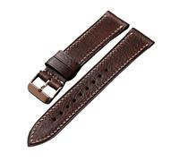 NBCNZCTSAS Bracelet de montre Folio en cuir, 18, 20, 22MM, clipsé, marron, noir, cousu for la main, convient for montres Vintage for hommes(A rose gold buckle,21mm)