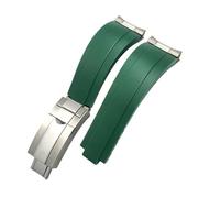 NBCNZCTSAS Bracelet de montre for boucle courte en caoutchouc, 20mm 21mm, adapté for Rolex, for Daytona Submariner, rôle OYSTERFLEX Yacht Master, petit poignet en Silicone(Green-Buckle-Link,21mm)
