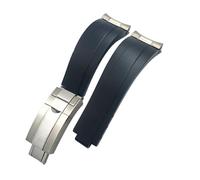 NBCNZCTSAS Bracelet de montre for boucle courte en caoutchouc, 20mm 21mm, adapté for Rolex, for Daytona Submariner, rôle OYSTERFLEX Yacht Master, petit poignet en Silicone(Black-Buckle-Link,21mm)