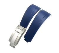 NBCNZCTSAS Bracelet de montre for boucle courte en caoutchouc, 20mm 21mm, adapté for Rolex, for Daytona Submariner, rôle OYSTERFLEX Yacht Master, petit poignet en Silicone(Blue-Buckle,21mm)