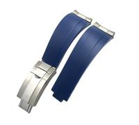 NBCNZCTSAS Bracelet de montre for boucle courte en caoutchouc, 20mm 21mm, adapté for Rolex, for Daytona Submariner, rôle OYSTERFLEX Yacht Master, petit poignet en Silicone(Blue-Buckle-Link,21mm)
