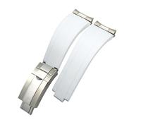 NBCNZCTSAS Bracelet de montre for boucle courte en caoutchouc, 20mm 21mm, adapté for Rolex, for Daytona Submariner, rôle OYSTERFLEX Yacht Master, petit poignet en Silicone(White-Buckle-Link,20mm)