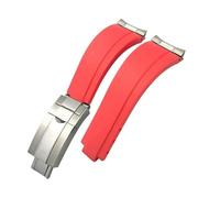 NBCNZCTSAS Bracelet de montre for boucle courte en caoutchouc, 20mm 21mm, adapté for Rolex, for Daytona Submariner, rôle OYSTERFLEX Yacht Master, petit poignet en Silicone(Red-Buckle-Link,21mm)
