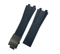 NBCNZCTSAS Bracelet de montre for boucle pliante en acier et caoutchouc de Silicone, 26mm, adapté for Ulysse Nardin, bleu, noir, marron, accessoires de Sport(Black Black buckle)