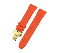 NBCNZCTSAS Bracelet de montre incurvé en caoutchouc et Silicone, 21mm 22mm, adapté for Tissot for Sea Star T120 T120417A, Bracelet de montre de plongée(Orange-Gold Fold,22mm)