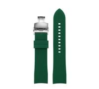 NBCNZCTSAS Bracelet de montre incurvé en silicone for C-asio EFR-303 ECB900, adapté for Citizen, Longines, Mido, bracelet de montre en caoutchouc, 20 mm, 22 mm, accessoires étanches(Green-silver-B,20m
