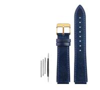 NBCNZCTSAS Bracelet de montre rétro en cuir for hommes, adapté for Casio Fit For g-shock AE-1200WH/1300/1000/A159 A158 A168, boucle en acier inoxydable(Blue-Gold Buckle)