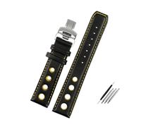 NBCNZCTSAS Bracelet en cuir adapté for Tissot 1853, Bracelet de montre de sport de course PRS516 T91 1853, couche supérieure 20mm, accessoires(Black yellow SR)