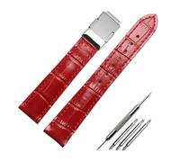 NBCNZCTSAS Bracelet en cuir rouge blanc, 16mm 18mm, adapté for la série Casio SHEEN 5010 5020, étanche, fait for la main, ceinture de rechange(Red silver buckle,16mm)