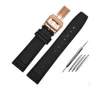 NBCNZCTSAS Bracelet en Nylon adapté for la série pilote portugaise IWC, 20mm 21mm 22mm, Bracelet en toile, noir, bleu, vert(Black rose folding,21mm)