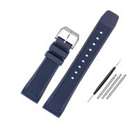 NBCNZCTSAS Bracelet en silicone Arc Mouth for IWC Fit for la série Portugal Iw390502/390503/390211 Bracelet souple Fermoir pliant en caoutchouc Bracelet de montre for hommes 22 mm(A-blue-silver-01)