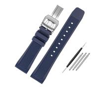 NBCNZCTSAS Bracelet en silicone Arc Mouth for IWC Fit for la série Portugal Iw390502/390503/390211 Bracelet souple Fermoir pliant en caoutchouc Bracelet de montre for hommes 22 mm(B-blue-silver)