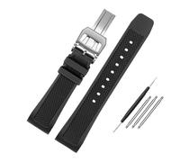 NBCNZCTSAS Bracelet en silicone Arc Mouth for IWC Fit for la série Portugal Iw390502/390503/390211 Bracelet souple Fermoir pliant en caoutchouc Bracelet de montre for hommes 22 mm(B-black-silver)