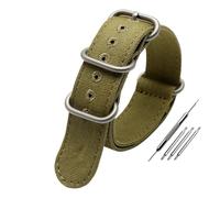 NBCNZCTSAS Bracelet en toile épaisse 20mm 22mm 24mm 26mm, sangles militaires en nylon robuste, bracelet de montre rétro tressé, bandes en tissu balistique adaptées for Tudor(Green-silver buckle,26mm)