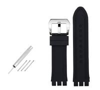 NBCNZCTSAS Bracelets de montre en cuir 23MM adaptés for Swatch, for IRONY YOS440 YOS449 448 447 401G, Bracelet de montre for hommes, fermoir en acier for outils(F-black-silver)