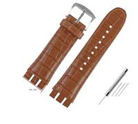NBCNZCTSAS Bracelets de montre en cuir 23MM adaptés for Swatch, for IRONY YOS440 YOS449 448 447 401G, Bracelet de montre for hommes, fermoir en acier for outils(Lightbrown-silver)