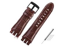 NBCNZCTSAS Bracelets de montre en cuir 23MM adaptés for Swatch, for IRONY YOS440 YOS449 448 447 401G, Bracelet de montre for hommes, fermoir en acier for outils(Brown-black)