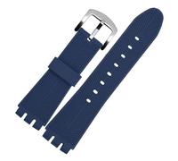 NBCNZCTSAS Bracelets de montre en cuir 23MM adaptés for Swatch, for IRONY YOS440 YOS449 448 447 401G, Bracelet de montre for hommes, fermoir en acier for outils(D-blue-silver)