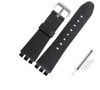 NBCNZCTSAS Bracelets de montre en cuir 23MM adaptés for Swatch, for IRONY YOS440 YOS449 448 447 401G, Bracelet de montre for hommes, fermoir en acier for outils(D-black-silver)