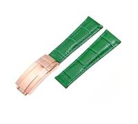 NBCNZCTSAS Bracelets de montre en cuir for motifs, 20mm, adaptés au Bracelet de montre Rolex Daytona Submariner GMT RX, boucle pliante(Green-rose gold)