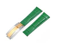 NBCNZCTSAS Bracelets de montre en cuir for motifs, 20mm, adaptés au Bracelet de montre Rolex Daytona Submariner GMT RX, boucle pliante(Green-silver gold)