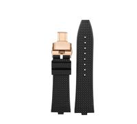 NBCNZCTSAS Ceinture for bouche convexe 24x7mm, adaptée for Vacheron Constantin 4500V 5500V 7900, Bracelet de montre en caoutchouc fluoré for hommes(Black-rose gold)