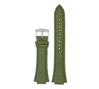 NBCNZCTSAS Convient for Casio Fit for Tissot Fit for teel Ocean Heart Edifice SeriesEFB-680 ECB-10D Bracelet de montre noir en toile de nylon surélevé for boucle ardillon(A-army green-silver)