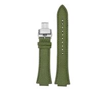 NBCNZCTSAS Convient for Casio Fit for Tissot Fit for teel Ocean Heart Edifice SeriesEFB-680 ECB-10D Bracelet de montre noir en toile de nylon surélevé for boucle ardillon(B-army green-silver)