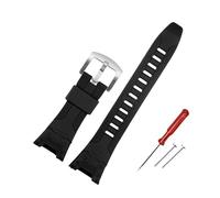 NBCNZCTSAS Convient for Casio for montre PROTREK PRG-110Y PRG-110C PRW-1300Y PRW-1500Y PRG-130Y bracelet de sport en résine 26mm accessoires de bracelet de montre en Silicone(Black-steel)
