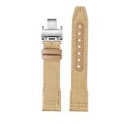 NBCNZCTSAS Convient for Longines Fit for Pioneer Fit for comcast Sports bracelet de montre L3.810 L3.820 742 Pilot Nylon toile cuir bas hommes bracelet de montre 20mm 21mm 22mm(Khaki silver Folding,21