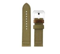 NBCNZCTSAS Fit for Panerai Fit for Fossil Fit for Breitling Bracelet de montre en toile double face 24mm Bracelet de montre rétro for hommes Bracelet épais en bas(A Army Green Silver)
