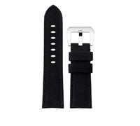 NBCNZCTSAS Fit for Panerai Fit for Fossil Fit for Breitling Bracelet de montre en toile double face 24mm Bracelet de montre rétro for hommes Bracelet épais en bas(Black Silver Buckle)