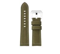 NBCNZCTSAS Fit for Panerai Fit for Fossil Fit for Breitling Bracelet de montre en toile double face 24mm Bracelet de montre rétro for hommes Bracelet épais en bas(B Army Green Silver)