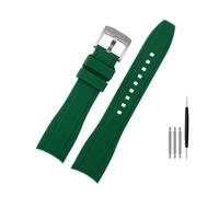 NBCNZCTSAS Fit For Rolex Fit for Longine Fit for Citizen BN0193 Tudor Interface incurvée Bracelet de montre en silicone 19mm 20mm 22mm 21 Man Bracelet souple Accessoires(Green silver,19mm)