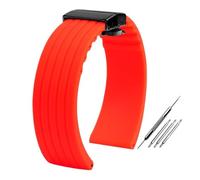 NBCNZCTSAS Fit for Seiko Fit for Fossil Fit for Omega Fit for Citizen Fit for MIDO Bracelet en silicone Hommes Sport Étanche 20mm 22mm Orange Rayures verticales Motif de pneu Bande Wath(Red black buck