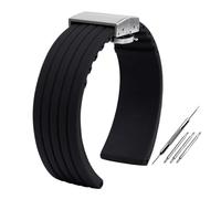 NBCNZCTSAS Fit for Seiko Fit for Fossil Fit for Omega Fit for Citizen Fit for MIDO Bracelet en silicone Hommes Sport Étanche 20mm 22mm Orange Rayures verticales Motif de pneu Bande Wath(Black steel bu
