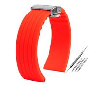 NBCNZCTSAS Fit for Seiko Fit for Fossil Fit for Omega Fit for Citizen Fit for MIDO Bracelet en silicone Hommes Sport Étanche 20mm 22mm Orange Rayures verticales Motif de pneu Bande Wath(Red steel buck