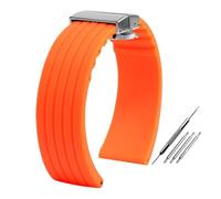 NBCNZCTSAS Fit for Seiko Fit for Fossil Fit for Omega Fit for Citizen Fit for MIDO Bracelet en silicone Hommes Sport Étanche 20mm 22mm Orange Rayures verticales Motif de pneu Bande Wath(Orange steel b