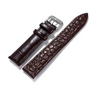 NBCNZCTSAS Gandband 16 18 20 22mm Cuir noir brun foncé classique Alligator Soft Street Strap Sangle de montre(Silver-brown,20mm)