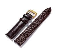 NBCNZCTSAS Gandband 16 18 20 22mm Cuir noir brun foncé classique Alligator Soft Street Strap Sangle de montre(Gold-brown,16mm)