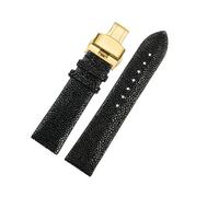 NBCNZCTSAS Le bracelet en peau de poisson perlé de 20 mm et 22 mm est applicable for Huawei/Fit for TISSOT/Fit for Omega/Fit for Mido Accessoires de montre diable for hommes et femmes Boucle noire(Bla