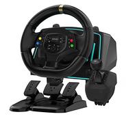 NBCP Volant de course avec levier de vitesse 6 vitesses et pédales - Volant de jeu 1080° pour PS4, Xbox et PC, retour de vibration, support de serrage, Plug & Play