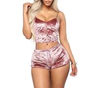 NBCSVHGPWMR Nuisettes Sexy Femme Femmes 2Pcs Vêtements De Nuit Sexy Camisole Shorts Pyjama Set Seduction Underwear-Pink_L