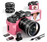 NBD Appareil Photo numérique, 4K 48MP Autofocus Vlogging Appareil Photo avec Zoom numérique 16X,3.0 Pouces 180 degrés Rotation écran Flip, Objectif Grand Angle & Macro, Carte mémoire 32G DPT MJ